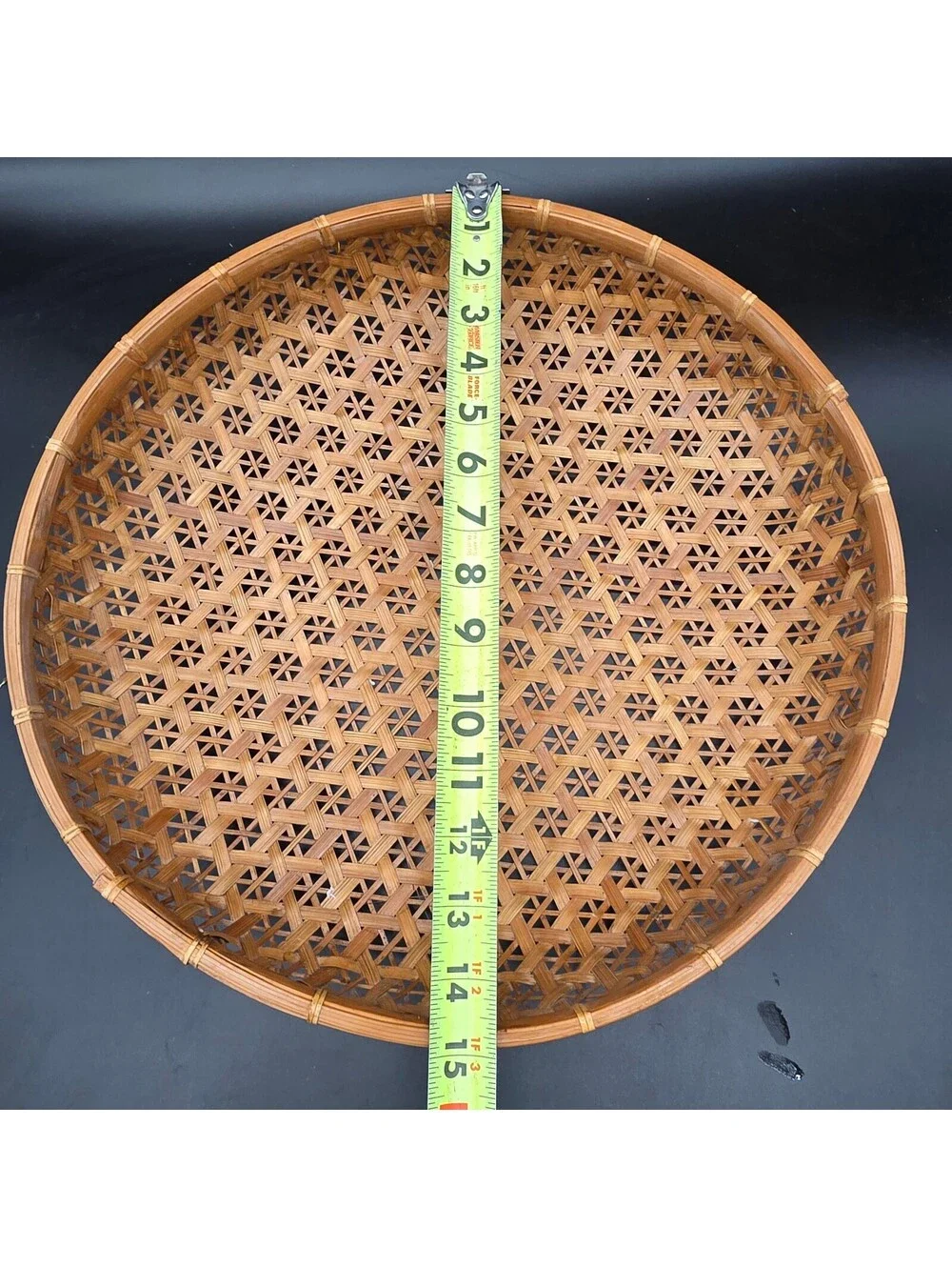 Vintage Handwoven Bamboo Basket Bowl 15